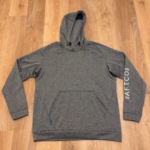 AFTCO Reaper Technical Fleece Hoodie Roll Neck Medium Heather Gray Fishing Camp